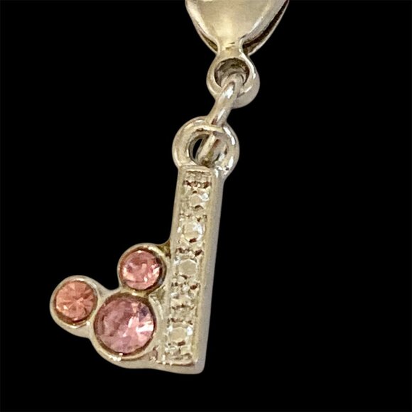 Vintage Disney Pink Crystal Mickey Mouse Ears Charm Clip On Initial Letter I - Picture 3 of 10